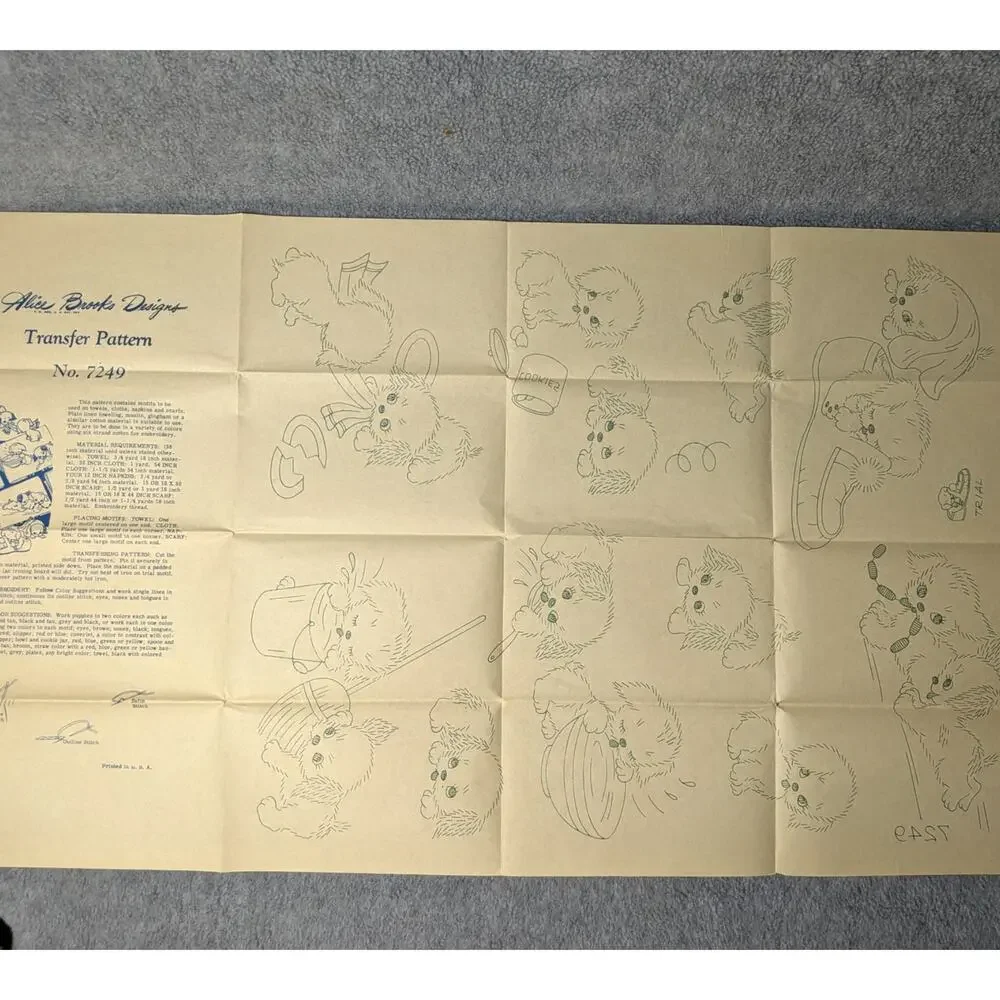 ALICE BROOKS Vintage Embroidery Transfer Patterns 7152 7249 Daily Towel Kitchen